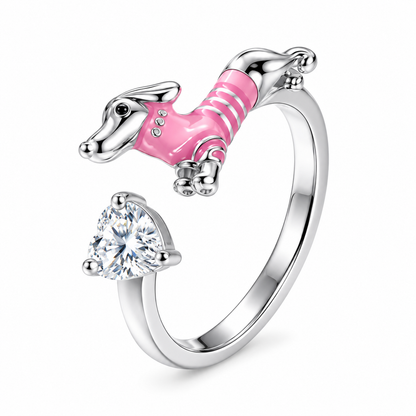 Anillo Ajustable Dog Love plata 925