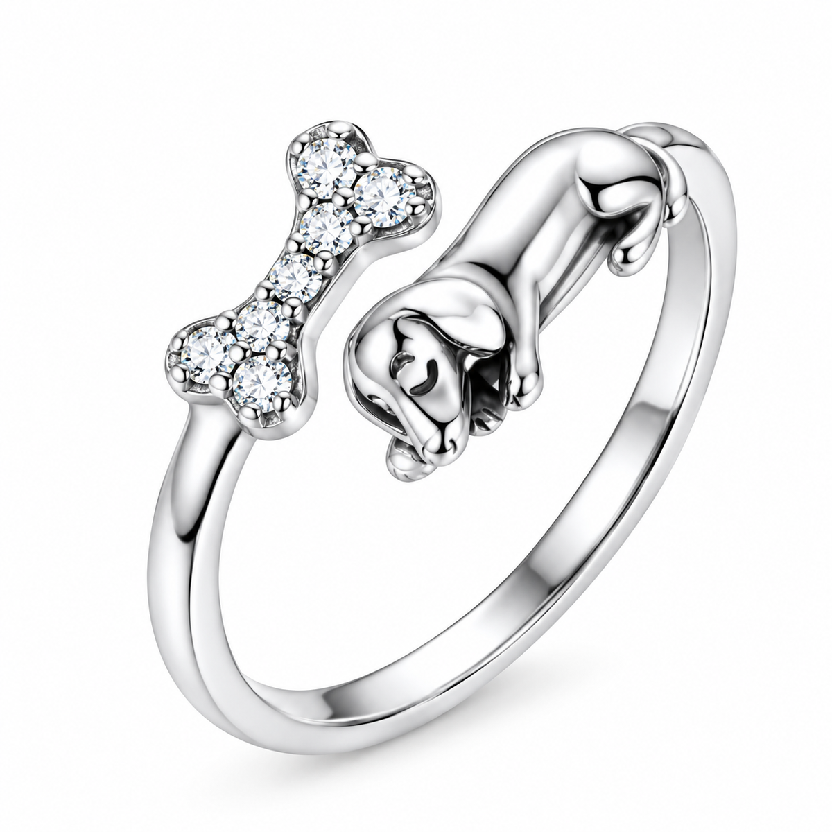 Anillo Ajustable Dog Love plata 925