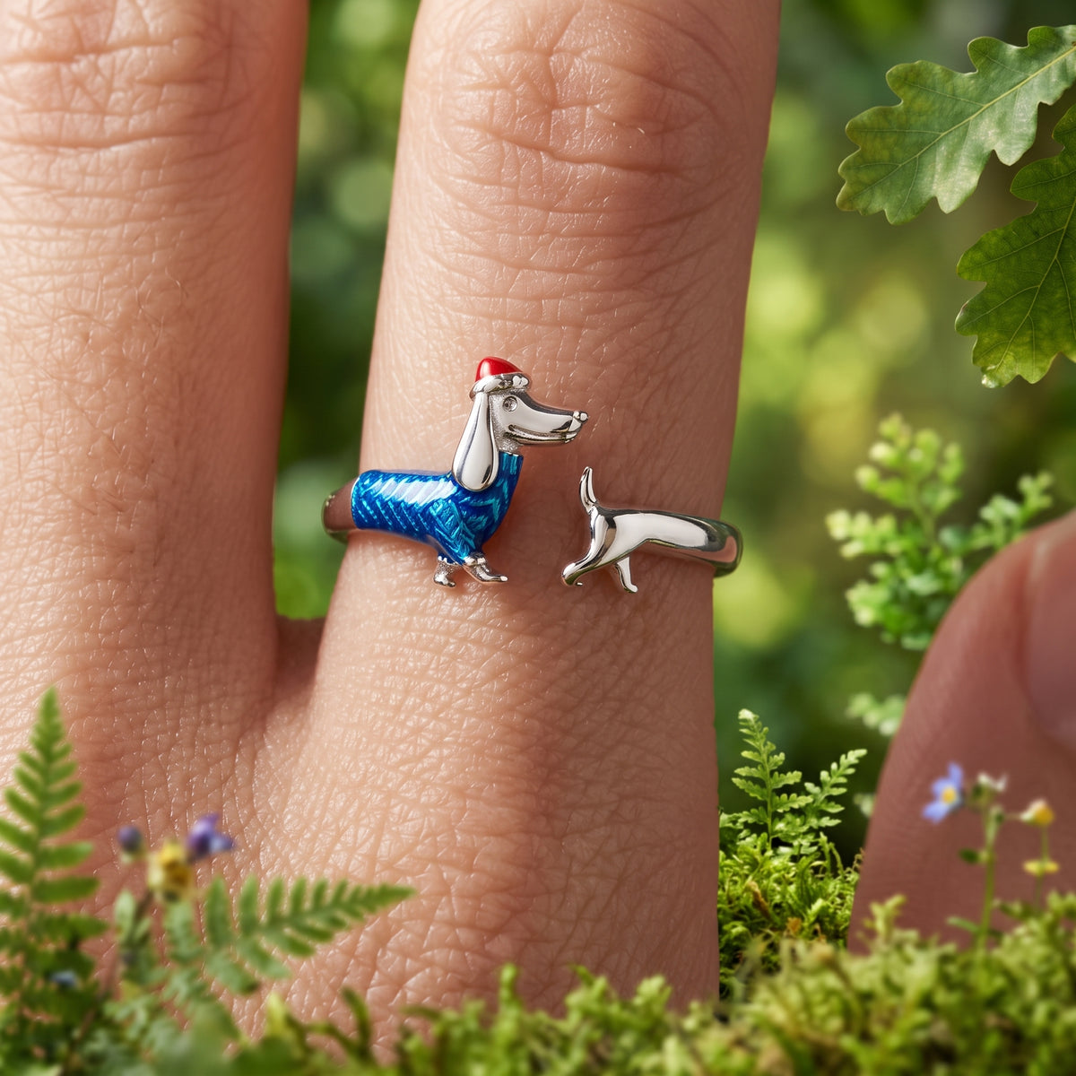 Anillo Ajustable Dog Love plata 925
