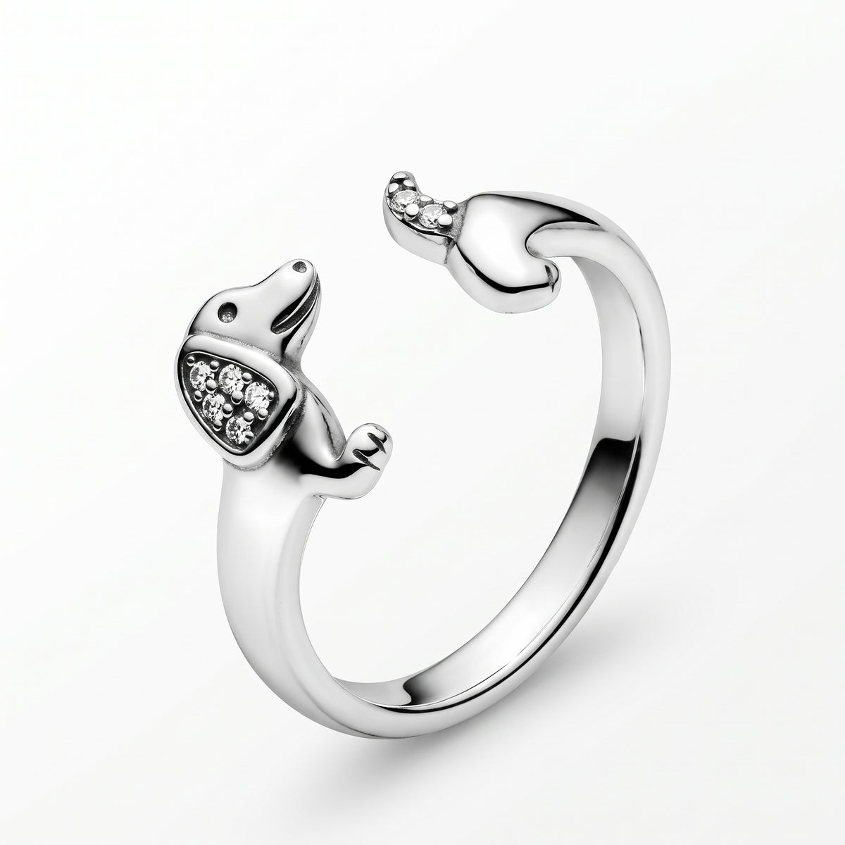 Anillo Ajustable Dog Love plata 925